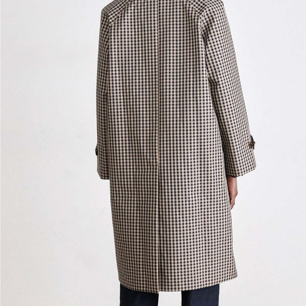 Barbour Nadine Tan and Navy  Check Trench Coat Size 4 NWT - Picture 4 of 9